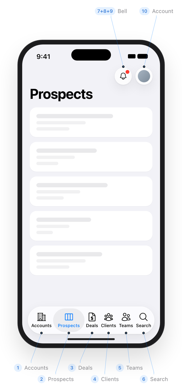 Search as a sixth tab