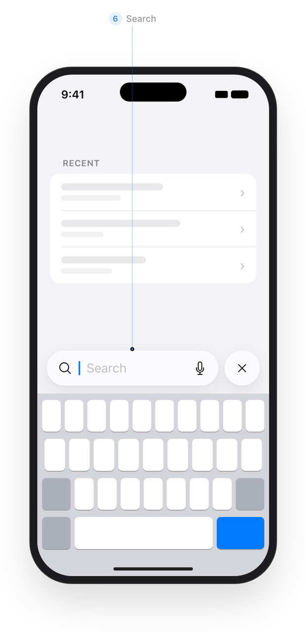 Keyboard opens at once with recent items above