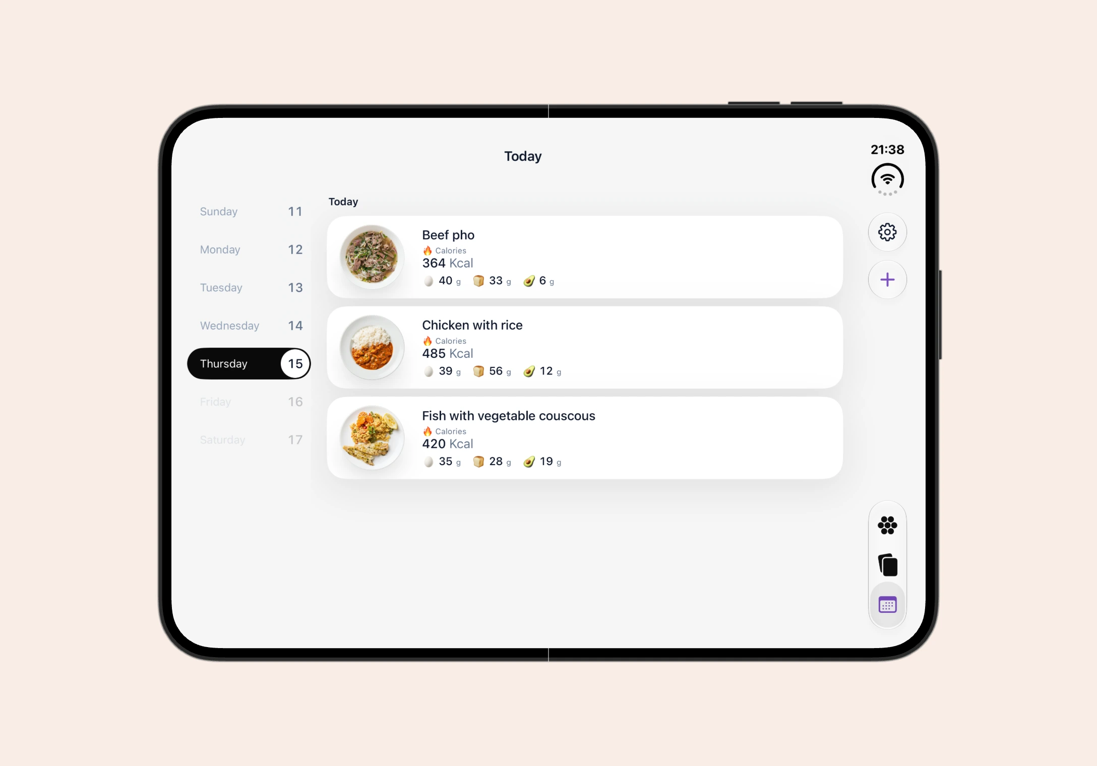 Boocheck’s calendar view on the unfolded iPhone Duo