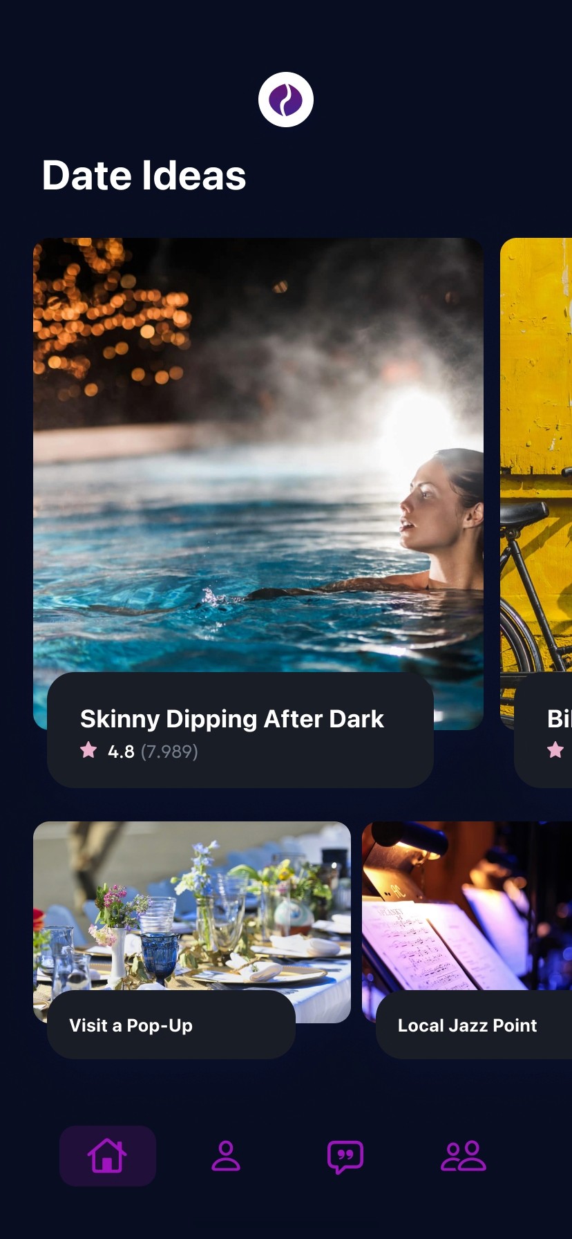Soul Mate dating app — date ideas screen